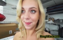 Naughty teen is seducing his black boss with her tiny body.